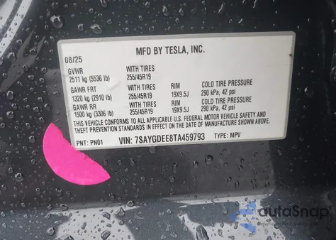 2026 Tesla Model Y Long Range Launch Series/Premium All-Wheel Drive from USA, damaged, VIN 7SAYGDEE8TA459793